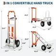 thumbnail image 4 of Luku 3-in-1 Folding Hand Truck Dolly – 770lbs Heavy Duty Aluminum Convertible Cart, Flatbed & Upright Modes, All-Terrain Wheels for Moving, Delivery, Warehouse, 4 of 8