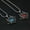 Blue, variant on Mens Baphomet Skull Horned Demon Evil Eye Pendant Gothic Punk Necklace Chain 24"-Red