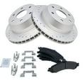 thumbnail image 2 of TRQ Rotor & Brake Pad Posi Metallic Performance Drilled Slotted Rear Kit, 2 of 6