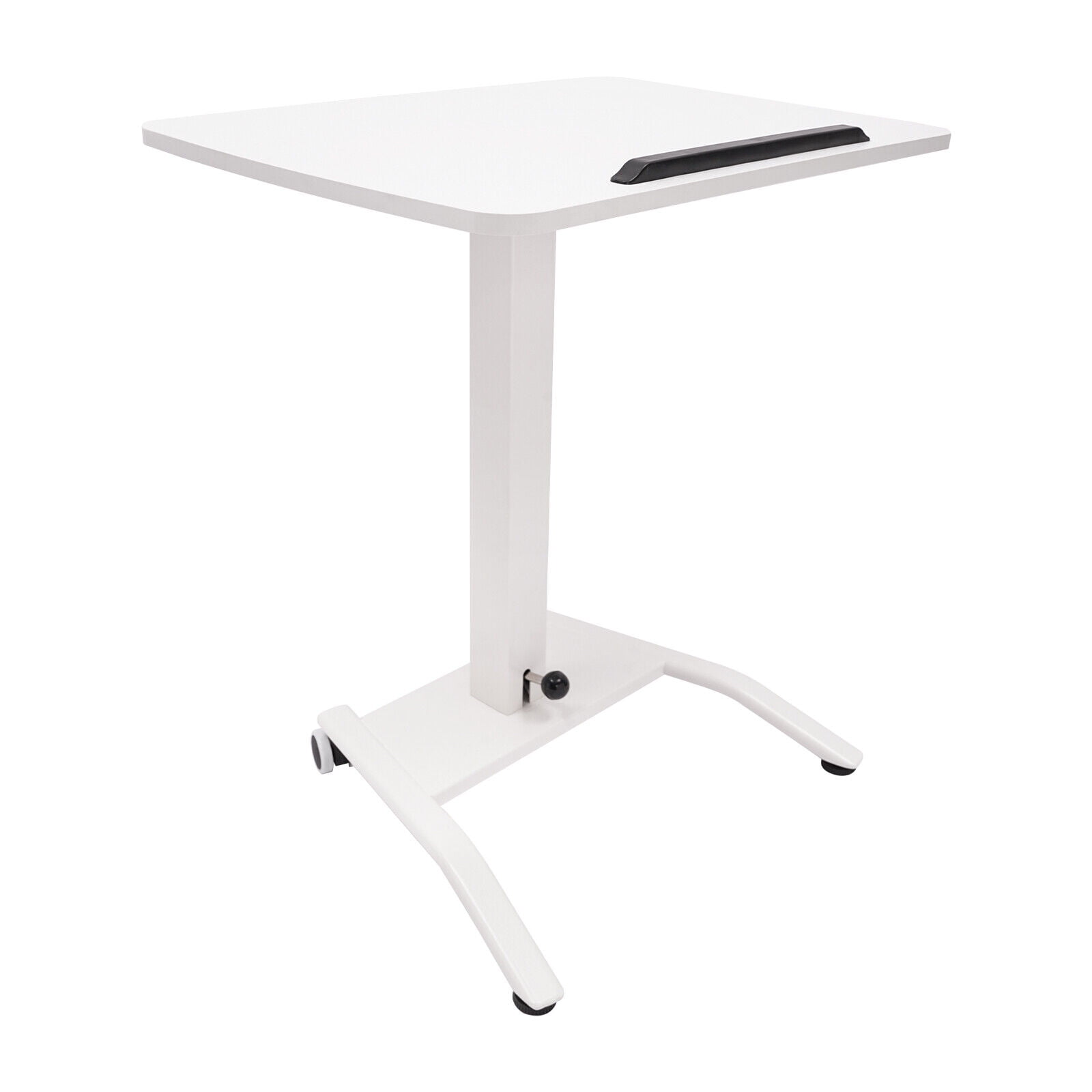 2 Lockable Wheels Adjustable Rolling Desk, White Adjustable Podium Desk, 25.5*17in Standing Lifting Desk