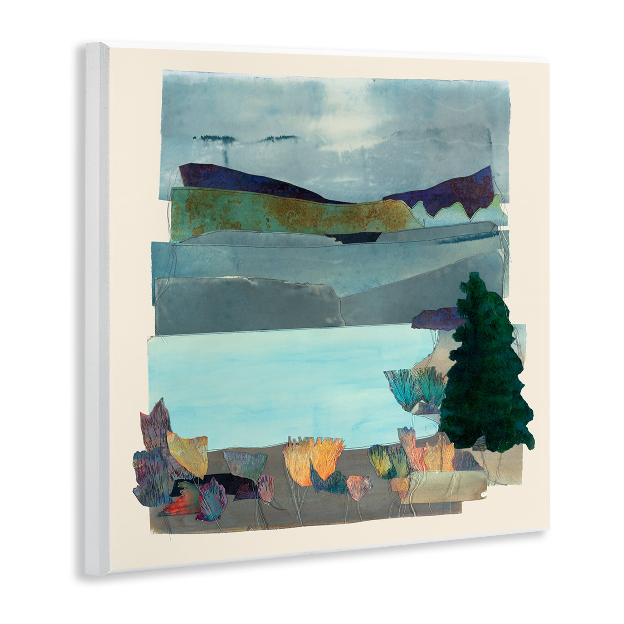 Stupell Industries Abstract Lake View Scene Abstract Painting Unframed Art Print Wall Art, 12 x 12