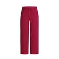 thumbnail image 5 of Bovxnpu Mens Cotton Linen Pants Beach Work Loungewear Trousers Men Linen Look Pants Solid Straight Leg Button Zipper Drawstring Pants, 5 of 8