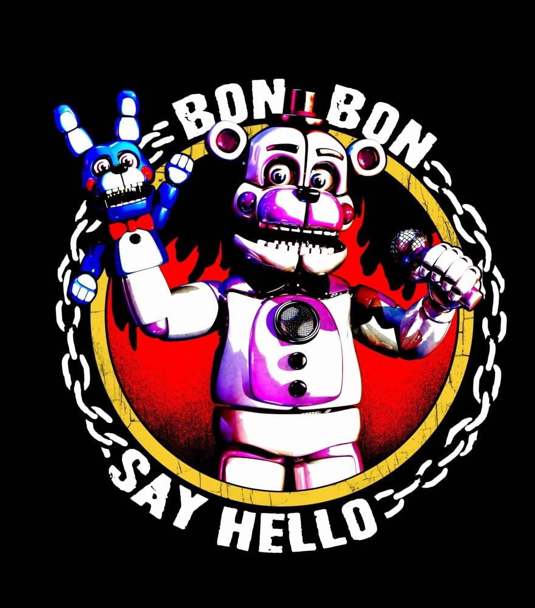 Five Nights Sister Location Bon-Bon Say Hello Boy's Charcoal Heather T-shirt-XL
