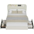 thumbnail image 4 of Garvee Full Bed Frame with Storage Headboard, Kids Bed with 2 Drawers, Boucle Upholstered Platform Bed, Bookcase, No Box Spring Needed, Easy Assembly, Ivory White, 4 of 7