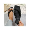 thumbnail image 3 of Women's Ruched Strap Flat Sandals - Square Toe, Slip-On Summer Beach Sandals for Comfort, 3 of 8