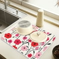 thumbnail image 2 of Yayeee Dish Drying Mat for Kitchen Counter 16" x 18" Microfiber Super Absorbent Coffee Decorative Pad, Pink Floral, 2 of 9