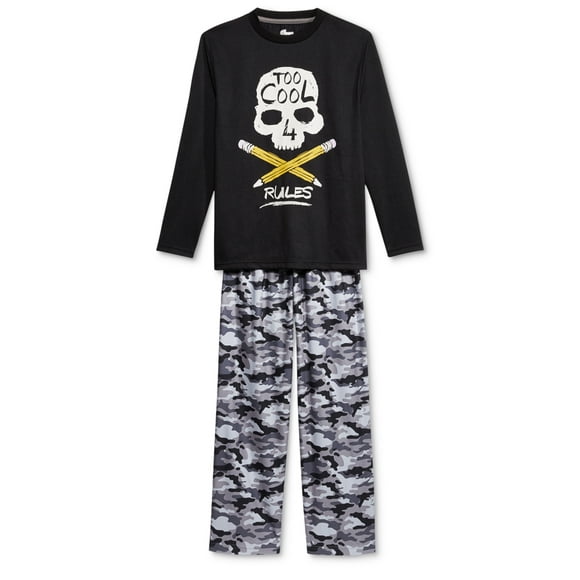 Sleep On It Ensemble de Pyjama Crânes & Camouflage Halloween 2 Pcs, Petits Garçons, Noir Multi, S (6/7)