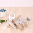 thumbnail image 4 of * 7 pulgadas Vintage arpillera encaje Bowknot anillo portador almohada y yeacher 20*20cm, 4 of 7