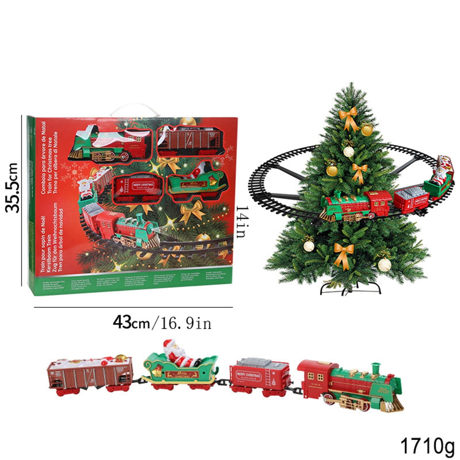 Christmas Hanging Train Set, 1*Locomotive & 3*Carriages & 8