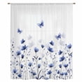 thumbnail image 2 of Purple Floral Butterfly Sheer Curtains 45 Inches Long, Spring Rustic Botanical Flowers Light Filering Curtains, Breathable Simi Curtain Privacy Drapes for Kitchen Bathroom Small Window Treatment, 2 of 9