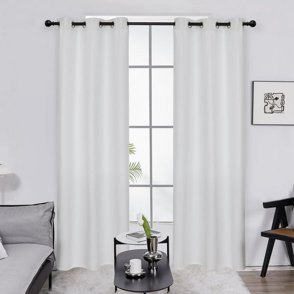Deconovo Grommet Room Darkening Curtains in 84 inches Long, Thermal Insulated Curtains Panels for Bedroom, Pure White, 2 Panels