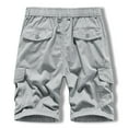 thumbnail image 4 of Work Pants for Men Construction Men Casual Button Zipper Solid Cargo Pants With Pocket Straight Button Zipper Shorts Mens Work Shorts Cargo Gray XL, 4 of 8