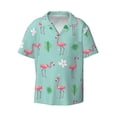 thumbnail image 5 of PAYOHTO Flamingo&Green Leaves Pattern Mens Hawaiian Casual Short-sleeved Shirt Tropical Summer Beach Button Down Shirts, 5 of 7