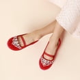 thumbnail image 2 of Zapatos planos tipo Mary Jane para niñas DREAM PAIRS con perlas rojas y cristales, 2 of 7