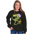 thumbnail image 3 of Spooky Halloween Dinosaur Skeleton Unisex Plus Fleece Graphic Sweatshirt Brisco Brands 5X, 3 of 6