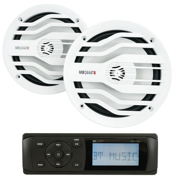 MB Quart MDR2.0 Marine/Boat Bluetooth Receiver (2) White MB Quart 6.5" Speakers
