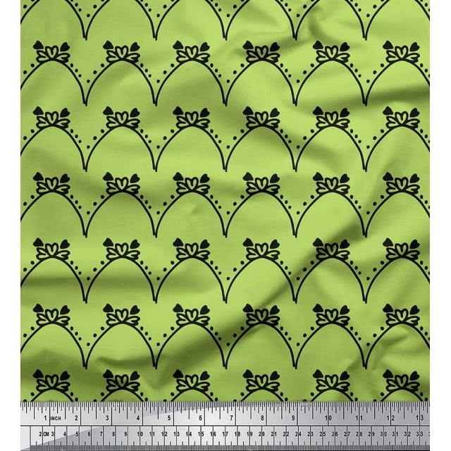 Soimoi Vert Coton Tissu Cambier Vrille & Tissu Imprimé Abstrait 1 Yard 56 Inch Wide