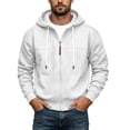 thumbnail image 5 of BVOFAR Mens Zip up Hoodie Casual Hooded Sweatshirt Long Sleeve Jacket Loose Fit Drawstring Athletic Jackets White L, 5 of 7