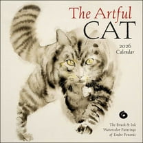 The Artful Cat 2026 Wall Calendar: Brush & Ink Watercolor Paintings, (Paperback)