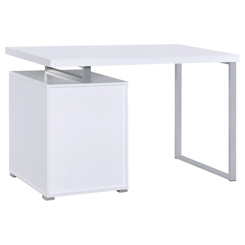 FurniFact White Office Desk – Computer Desk with Drawers for Home or Workspace