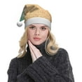 thumbnail image 5 of Haiem Beach Footprint Pattern Santa Hat Confortable Velvet Christmas Hat for Christmas Party Favors Fit for Adults Men Women, 5 of 6