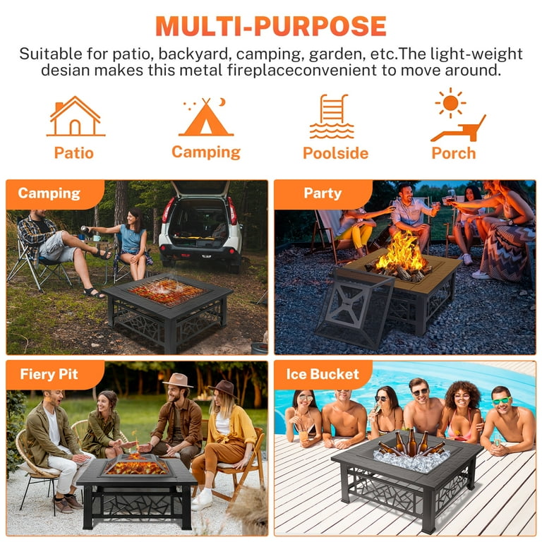 Fire Pit Garden Stove Brazier for Outdoor Patio Backyard Camping Garden Black Fire Pit Garden Stove Brazier for Outdoor Patio Backyard Camping Garden Black