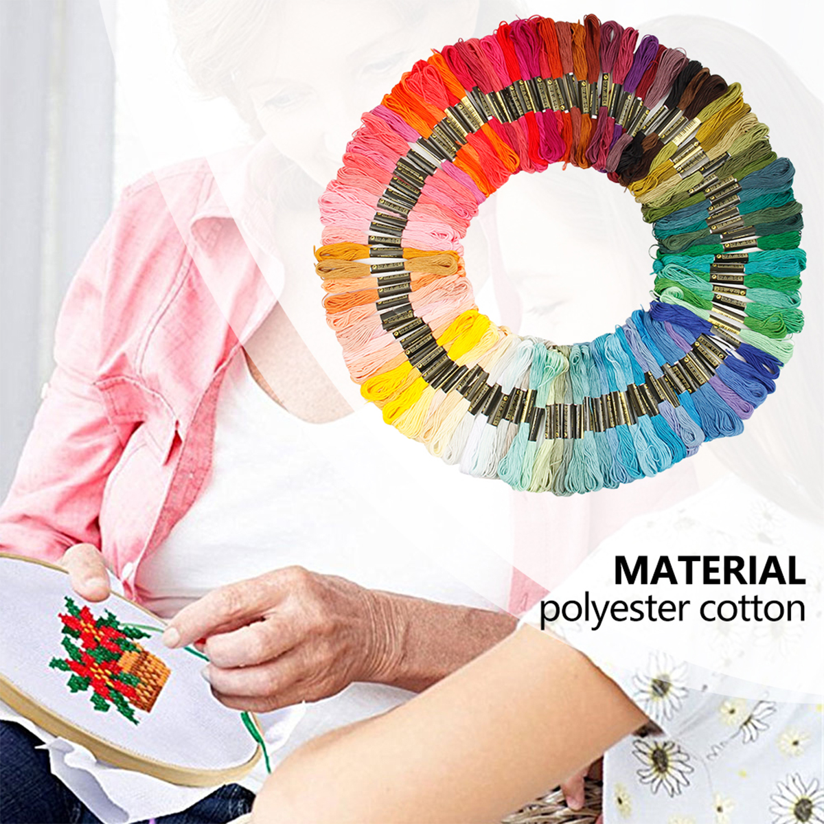 Keyohome 100 Colors Cotton Embroidery Floss Cross Stitch Embroidery Thread Cotton Floss Bracelet Yarn,Craft Floss