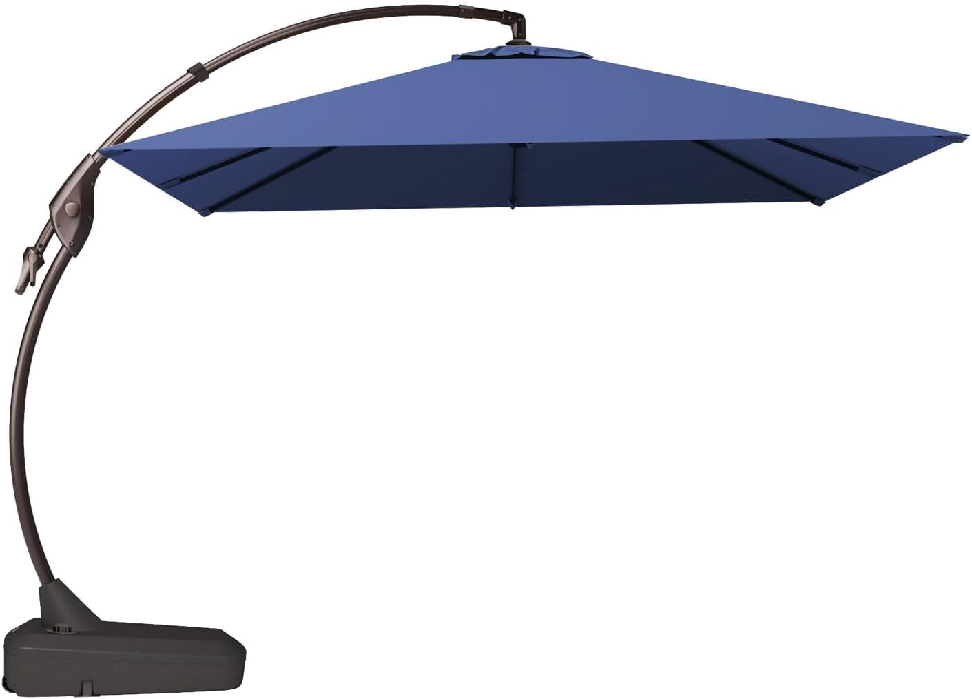 GRANDPAITO 10x10 ft Deluxe Patio Aluminum Offset Umbrella with Base, Large Rectangular Outdoor Cantilever Umbrella, Navy Blue