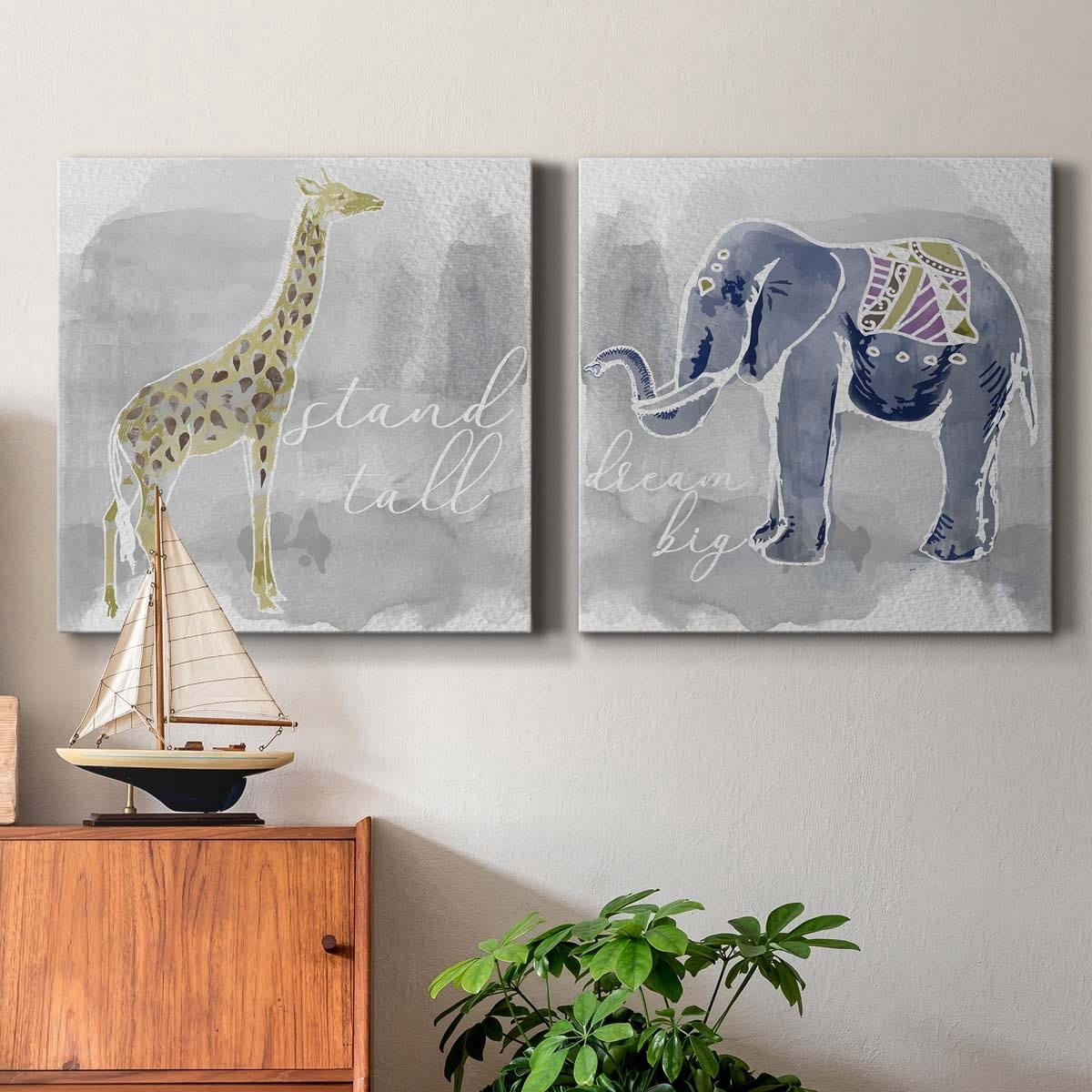 Boho Bouquet I - Premium Gallery Wrapped Canvas - Ready to Hang Set of 2 - 32 x 32 Each