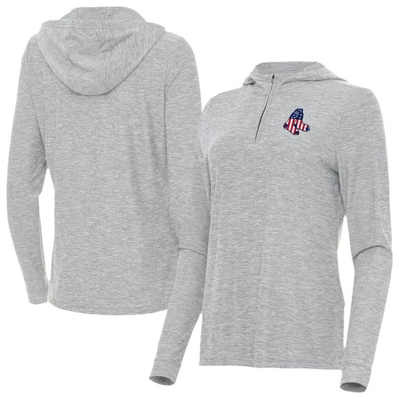 Women's Antigua Heather Gray Boston Red Sox Daybreak Quarter-Zip Hoodie