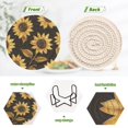 thumbnail image 4 of Yayeee 6 PCS Drink Coasters with Holder Set Woven Absorbent Round Tabletop Hot Pad, Black Sunflower Pattern, 4 of 7