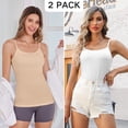 thumbnail image 4 of ANFERRY Womens Cotton Camisoles with Shelf Bra Solid Basic Spaghetti Straps Tank Tops Camis Pack of 2, 4 of 12