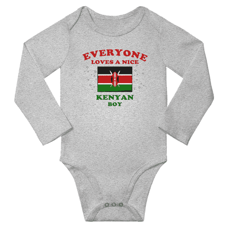 

Everyone Loves a Nice Kenyan Boy Baby Long Slevve Romper Bodysuit (Gray 18-24 Months)