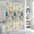 thumbnail image 6 of Beach Coastal Beige Shower Curtain, Waterproof Shower Curtains for Bathroom, Nautical Shell Starfish Coral Summer Washable Fabric Bathtub Curtain Set Bath Decor with 12 Hooks Stall 36"x72", 6 of 8