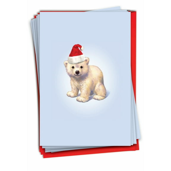 B6726CXSG Zoo Babies Christmas Cards' Pack of 12 Funny Merry Christmas Note Cards with Envelopes by NobleWorks