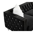 thumbnail image 6 of Three-seater Sofa with Crystal Feet, Accent Sofa with Rectangle Armchair, Velvet Crystal Buckle Upholstery Sofa with Removable Cushion and Two Plush Pillow, Black, 6 of 9