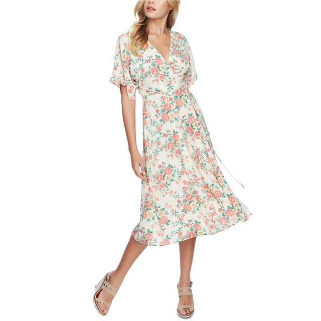 Vestido cruzado Floral Ikat 1.STATE para mujer blanco roto 14