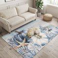 thumbnail image 2 of Coastal Fall Area Rugs 3'x5', Washable Small Throw Rugs for Living Room Bedroom, Thanksgiving Blue Pumpkins Coral Brown Wooden Indoor Outdoor Rug Non-Slip Low Pile Carpet Runner Reversible Floor Mats, 2 of 8