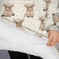 thumbnail image 3 of Oversized Wearable Blanket Hoodie,Beige Highland Cow Pattern Sherpa Blanket Hoodie with Super Pockets,Super Warm Fuzzy Pullover for Women & Men, 3 of 6