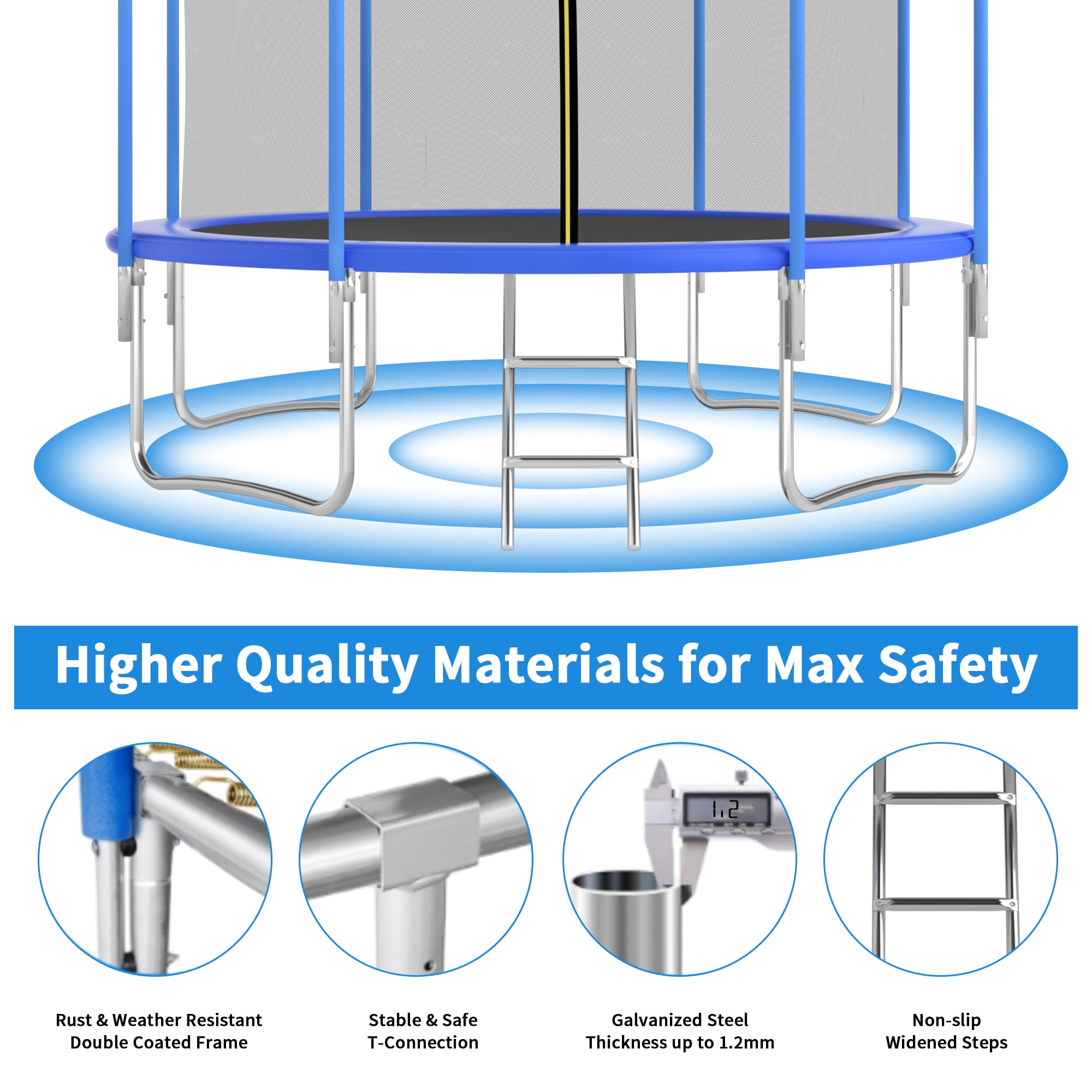 OVATO 1000LBS 10FT Trampoline for Adults and Kids,Trampoline with Enclosure,Basketball Hoop, Recreational Trampoline with Ladder, Heavy Duty Trampoline Capacity for 5-6 Kids