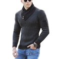 thumbnail image 3 of Suéter casual de punto ajustado con cuello de bufanda., 3 of 3