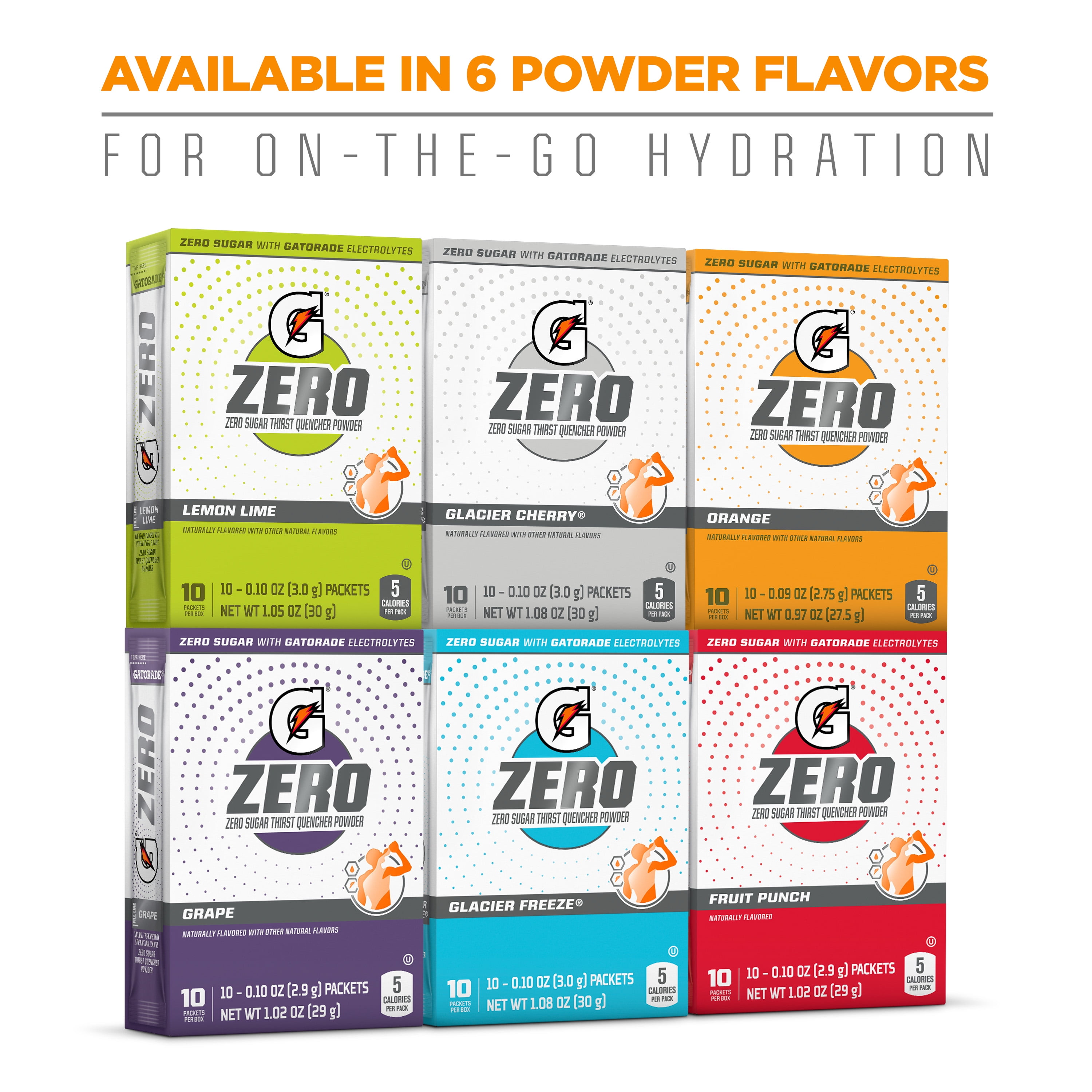 (12 pack) Gatorade G Zero Sports Drink Glacier Cherry, Powdered Energy Drink Mix, 0.10 oz,  10 Count Packets