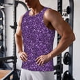 thumbnail image 5 of Gukieu Purple Glitter Print Men's Quick Dry Fitness Vest, Round Neck Sleeveless Fitness Bodybuilding Top-Small, 5 of 7