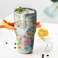 thumbnail image 4 of 30oz Pioneer Flower Floral Print Pattern Tumbler, Double Wall Vacuum Insulated Cup, BPA-Free Leak Proof Lid & Reusable Straws, Hot 12h, Cold 34h, 4 of 6