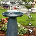thumbnail image 3 of Sunnydaze Gleeful Garden Freestanding Metal Outdoor Bird Bath, UV-Resistant Matte Blue, 3 of 16