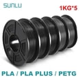 thumbnail image 2 of SUNLU 5KG 3D PLA/PETG/PLA PLUS/Filamento transparente 1,75 mm 5 rollos 1KG Impresora 3D Filamento 3D perfectamente enrollado para impresora 3D y bolígrafo 3D, 2 of 5