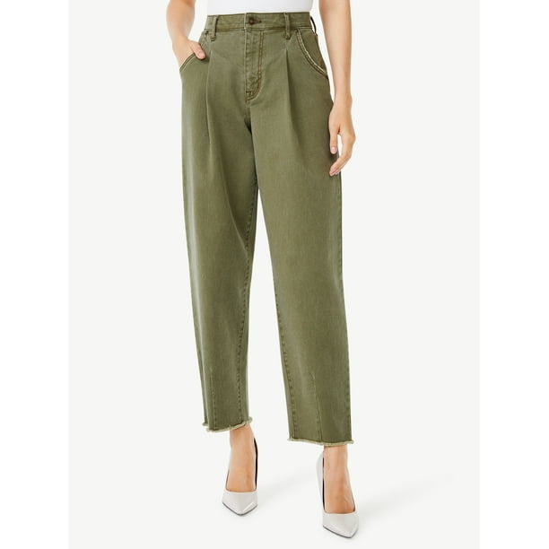 Scoop Women's Pleated Peg Leg Jeans