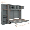 thumbnail image 5 of Queen Size Murphy Bed, Murphy Bed Frame Vertical Wallbed, Wall Bed With Built-In Top Shelf, Side Wardrobe, and Two Storage Drawers, Gray, 5 of 8