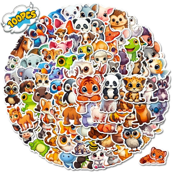 200 PCS Cute Animal Stickers – Hand-Drawn Waterproof PP Doodle Decals for DIY Crafts, Laptops, Journals & Decoration