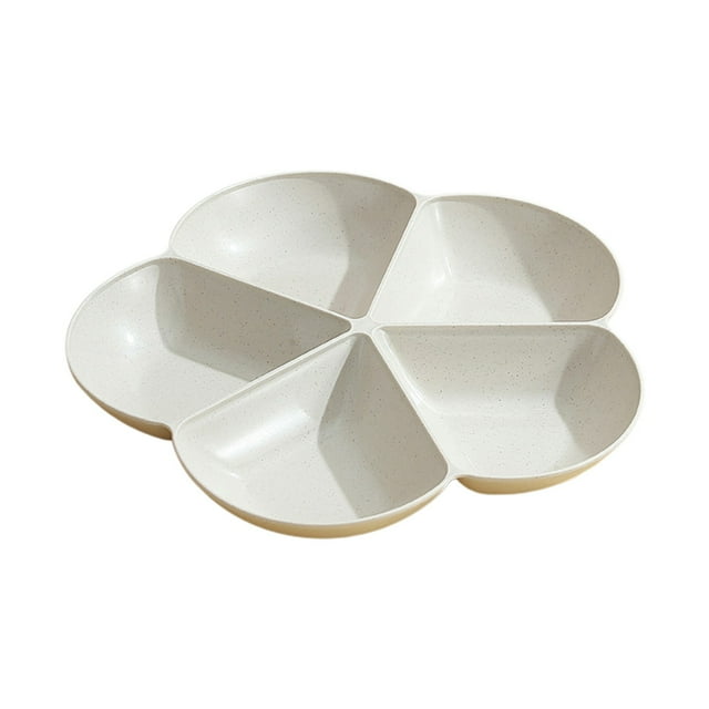 Plateau de Service à Compartiments en Plastique - Organisateur Rond pour Fruits et Bonbons pour Fêtes, Noix, Aliments Secs et Rafraîchissements, Lavable au Lave-Vaisselle et Léger, Idéal pour la Maison